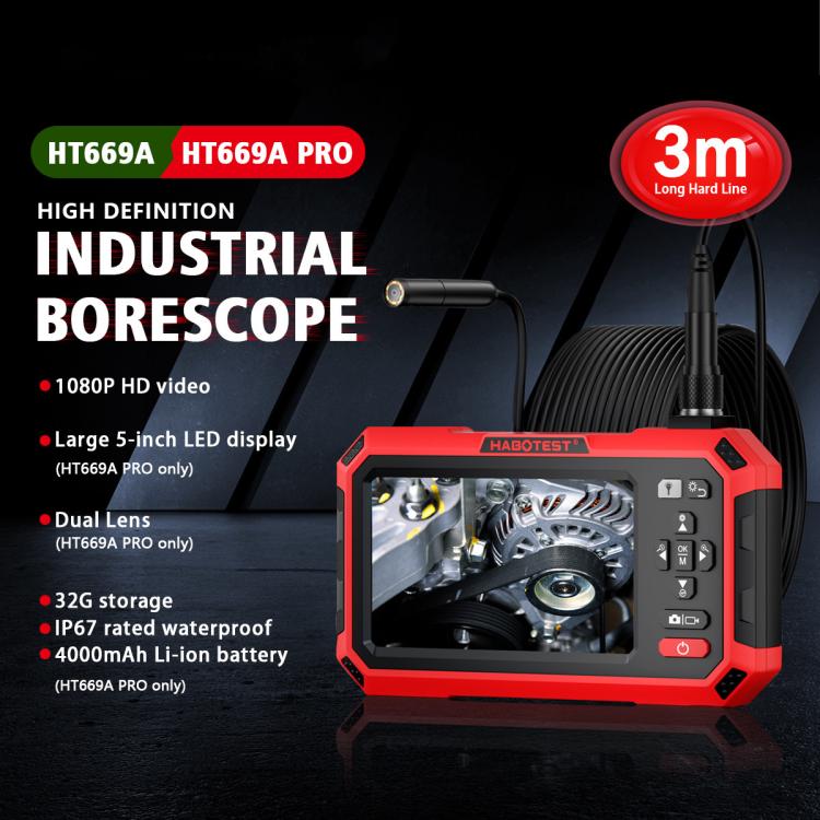 HABOTEST HT669A-PRO Industrial Endoscope HD Camera Pipe Inspection Instrument