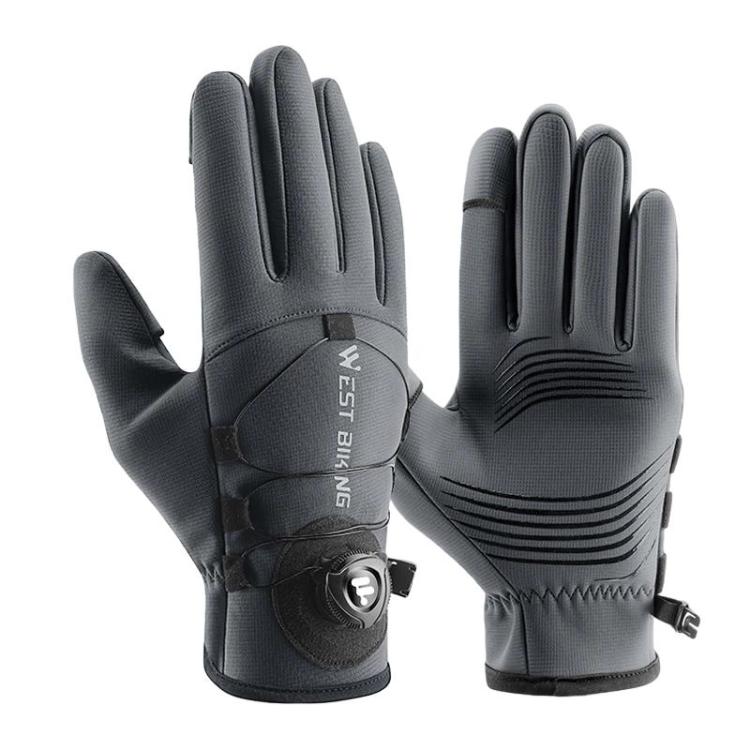 WEST BIKING YP0211270 Winter Bike Windproof Warm Gloves Water-Repellent Gloves With Buckle, Size: XL