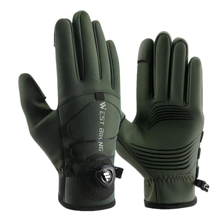 WEST BIKING YP0211270 Winter Bike Windproof Warm Gloves Water-Repellent Gloves With Buckle, Size: XL