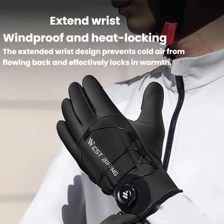 WEST BIKING YP0211270 Winter Bike Windproof Warm Gloves Water-Repellent Gloves With Buckle, Size: M