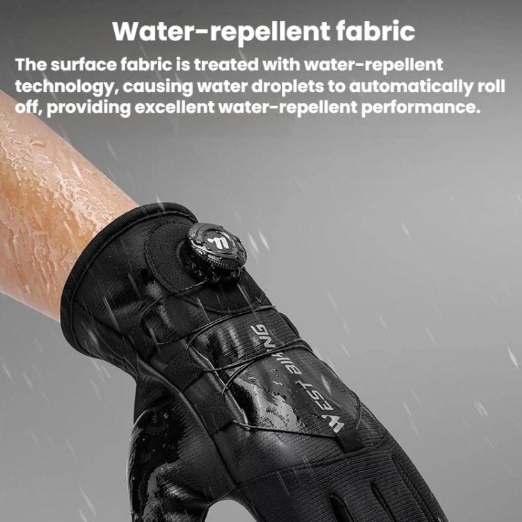 WEST BIKING YP0211270 Winter Bike Windproof Warm Gloves Water-Repellent Gloves With Buckle, Size: XL