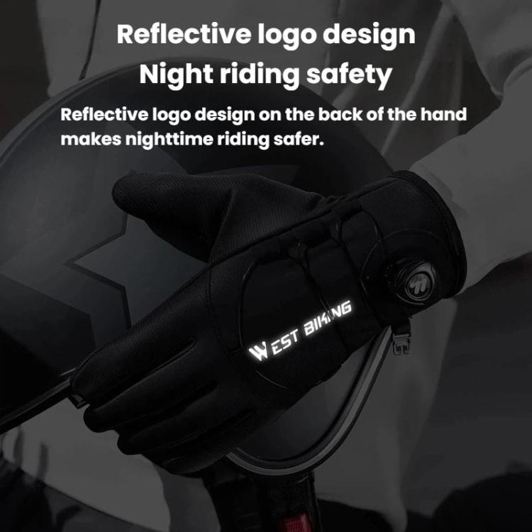 WEST BIKING YP0211270 Winter Bike Windproof Warm Gloves Water-Repellent Gloves With Buckle, Size: M