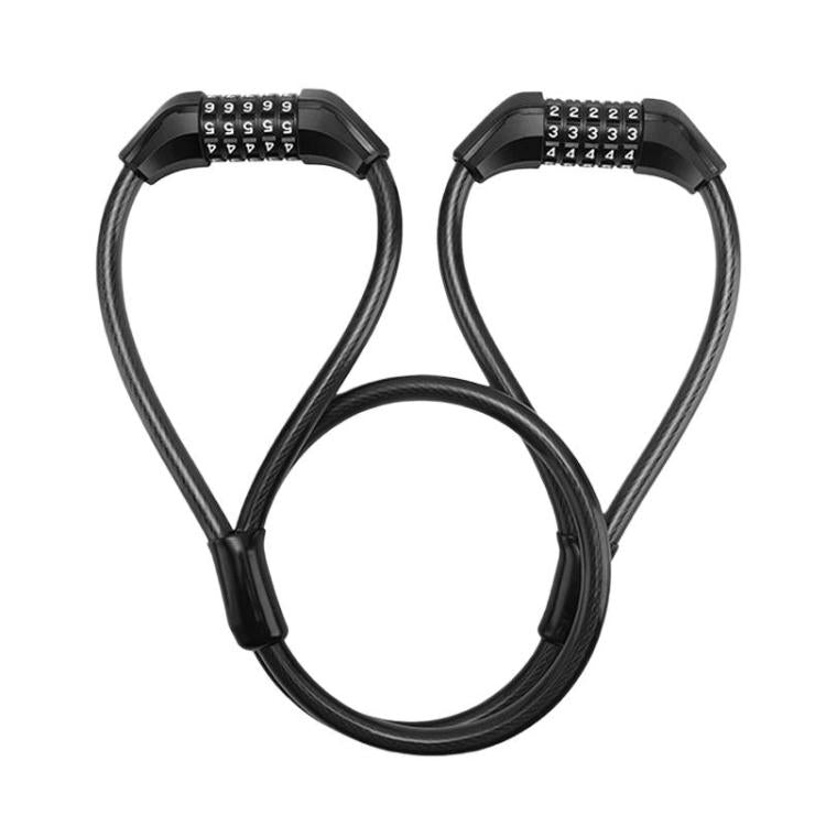 WEST BIKING YP0705127 Bike Double-Headed Steel Cable Lock With Password Cycling Anti-Theft Lock - Black