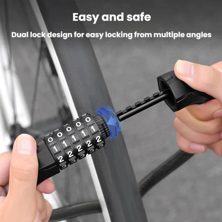 WEST BIKING YP0705127 Bike Double-Headed Steel Cable Lock With Password Cycling Anti-Theft Lock - Black