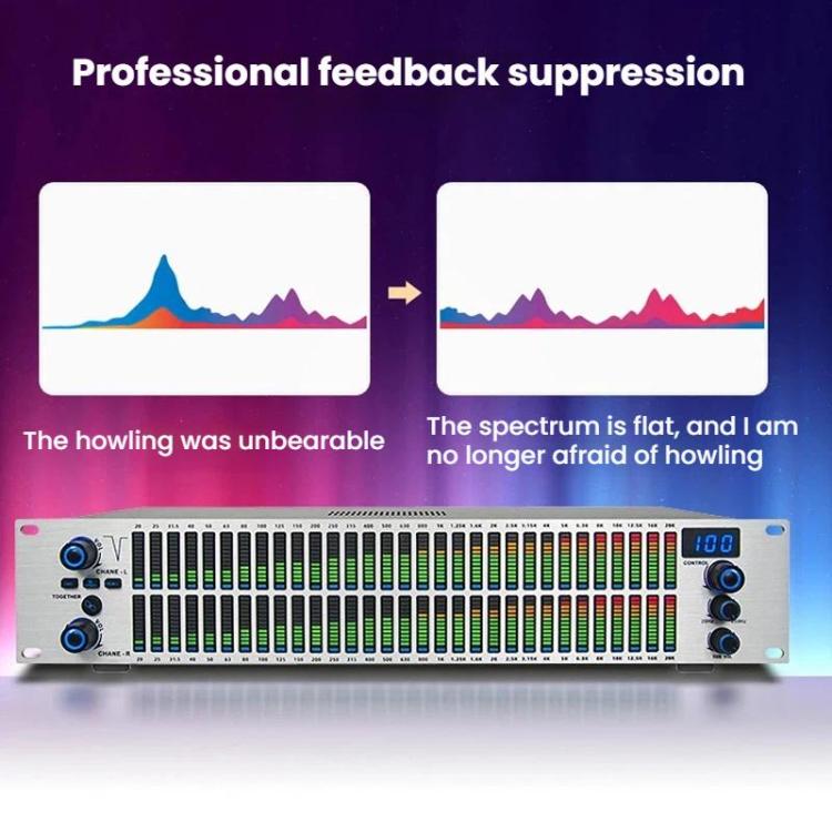 EQ-A32 Digital Equalizer Stage Home Karaoke Noise Reduction Audio Processor US Plug
