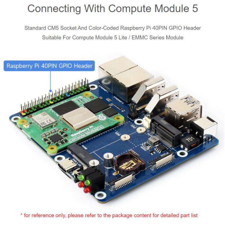WAVESHARE CM5 Dual Network Port Expansion Board Onboard USB 3.2 Gen1 X 2, Supports PoE Module Connection - 32580