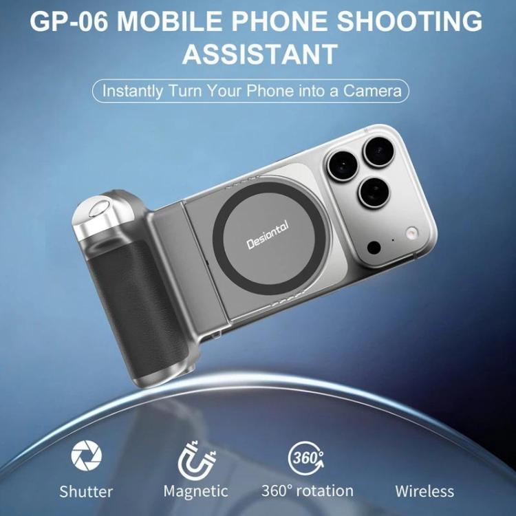 Desiontal GP-06 Magnetic Retractable Phone Shooting Grip Stabilizer Handle For Live Stream & Outdoor Selfie - Grey
