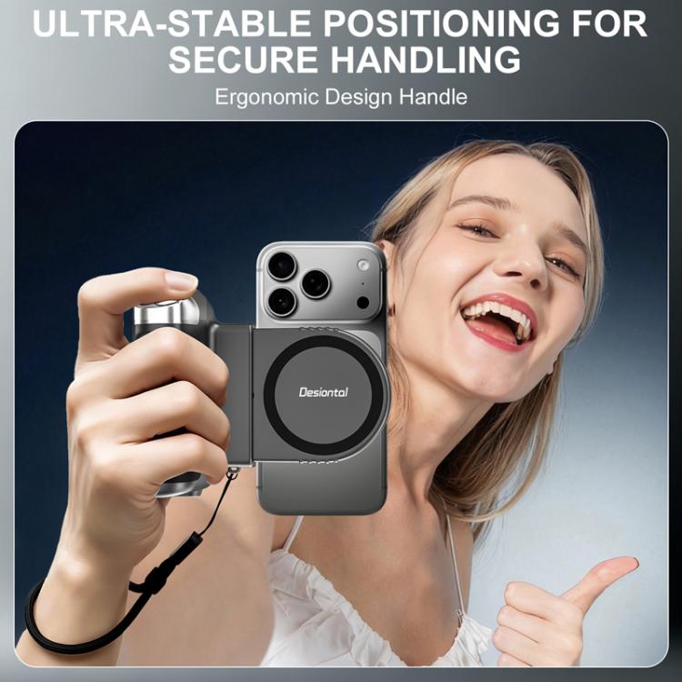 Desiontal GP-06 Magnetic Retractable Phone Shooting Grip Stabilizer Handle For Live Stream & Outdoor Selfie - Grey