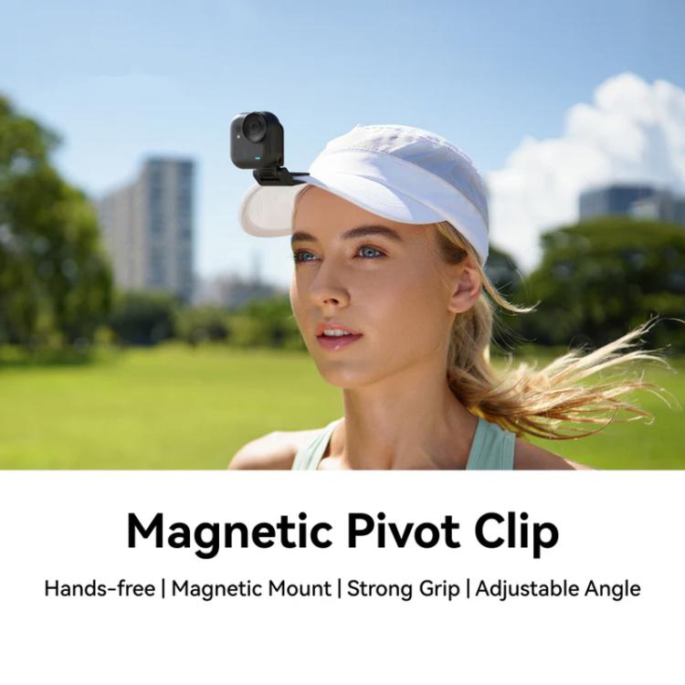 For Insta360 Go Ultra Camera TELESIN Magnetic Pivot Clip First-Person View Cap Mount Accessory - Black