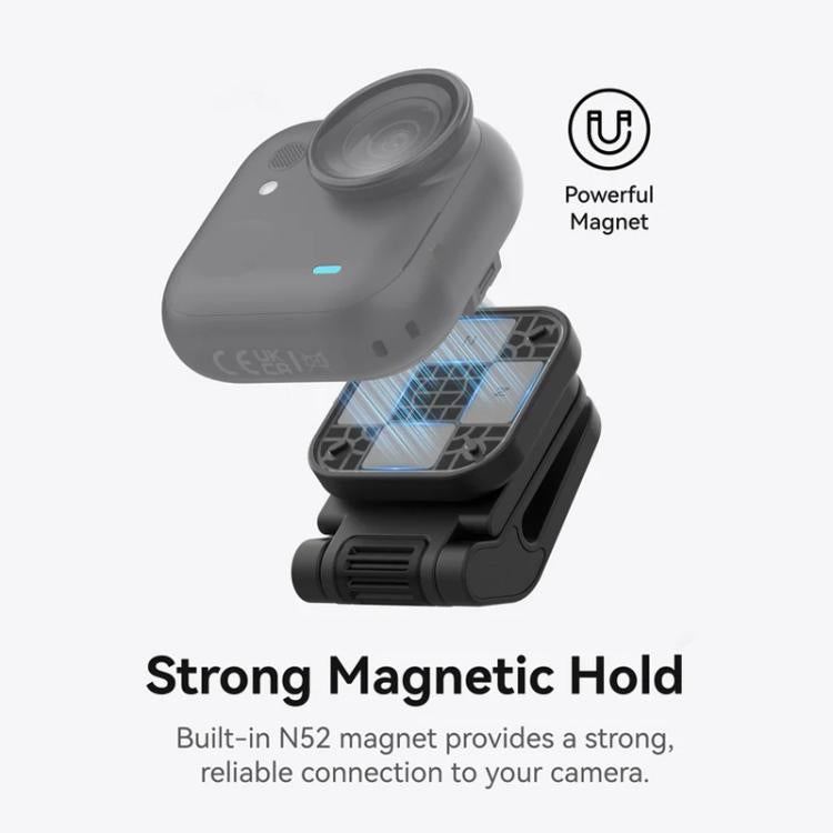 For Insta360 Go Ultra Camera TELESIN Magnetic Pivot Clip First-Person View Cap Mount Accessory - Black