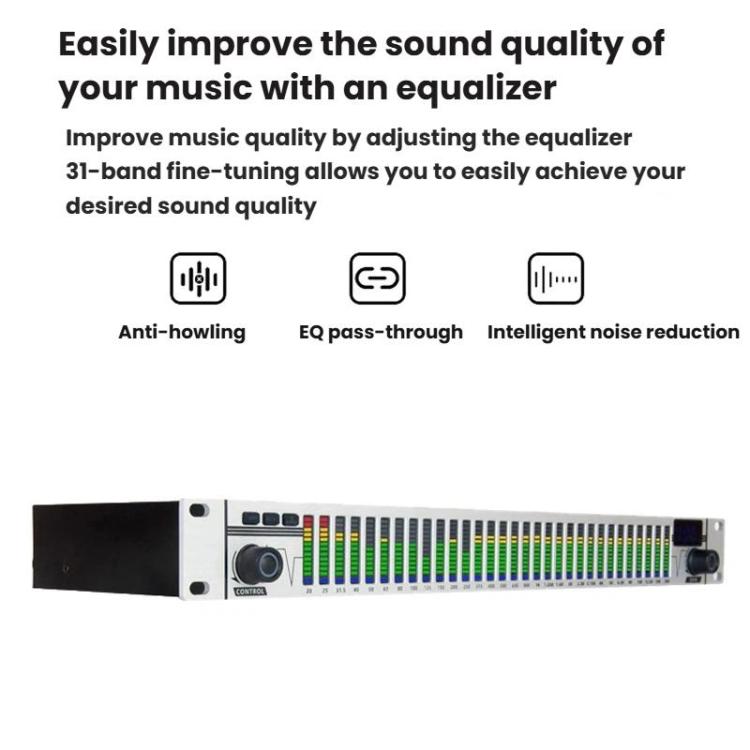 EQ-A31 Digital Equalizer Stage Home Karaoke Noise Reduction Audio Processor US Plug