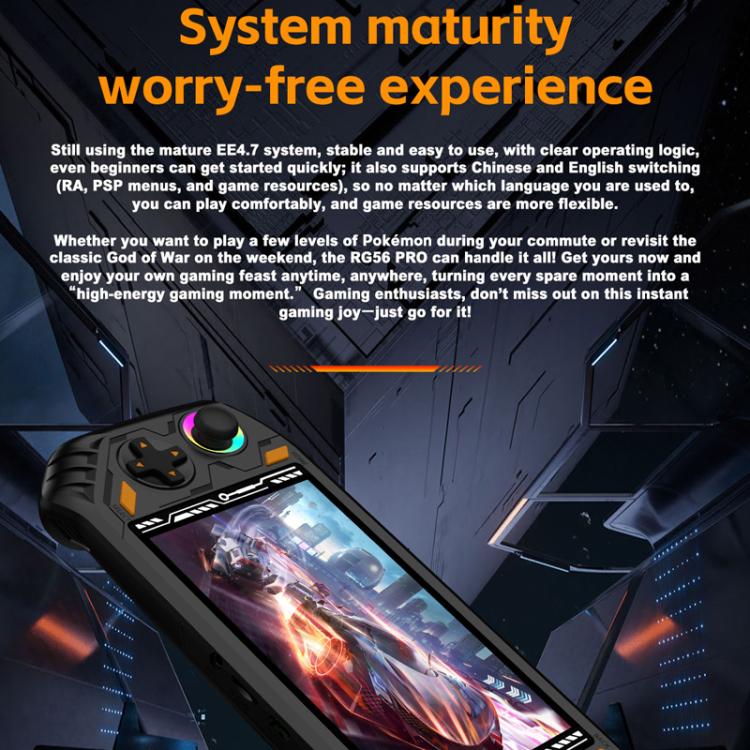 RG56 PRO 5.5-Inch Handheld Game Console EmuELEC System With HDMI TV Output WiFi Connectivity 64G - Black