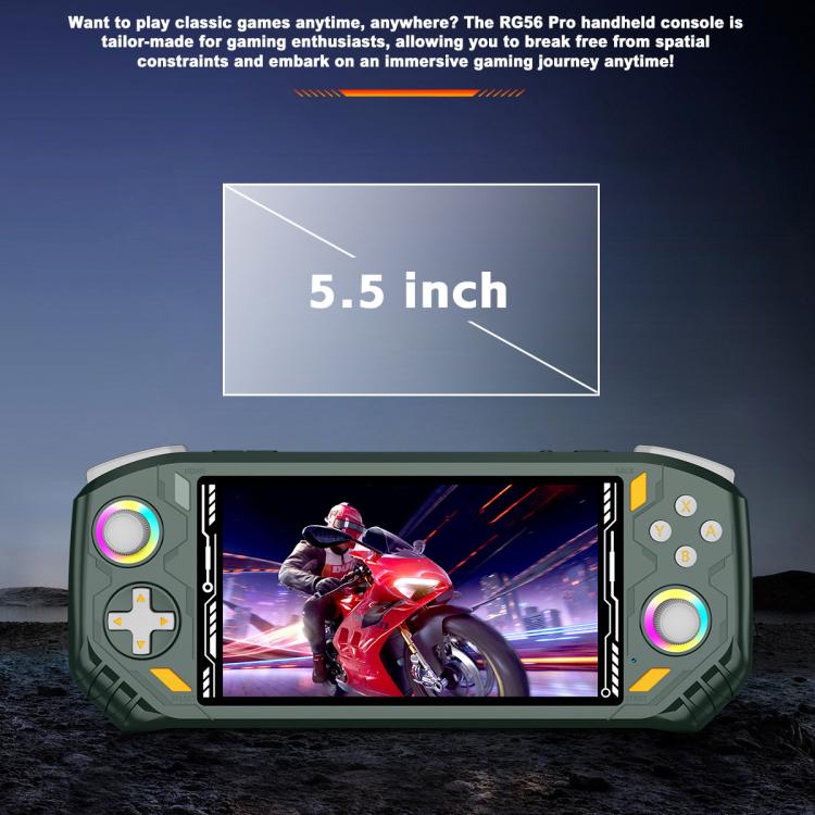 RG56 PRO 5.5-Inch Handheld Game Console EmuELEC System With HDMI TV Output WiFi Connectivity 64G - Black