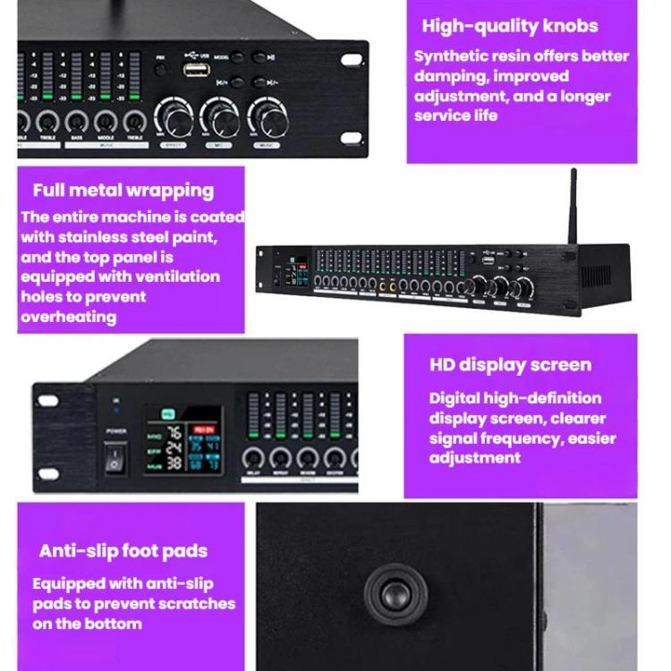 LD1500 Preamp Effects Processor Bluetooth Performance Reverb Processor Spectrum Equalizer Microphone Feedback Suppressor Tuner EU Plug