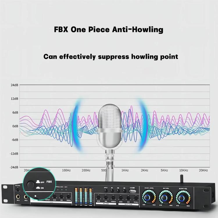FX12L Preamp Effects Processor Bluetooth USB Home Stage Feedback Suppression Anti-Howling Processor AU Plug