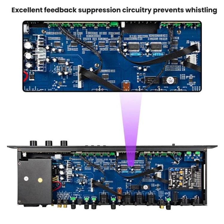 FX12L Preamp Effects Processor Bluetooth USB Home Stage Feedback Suppression Anti-Howling Processor EU Plug