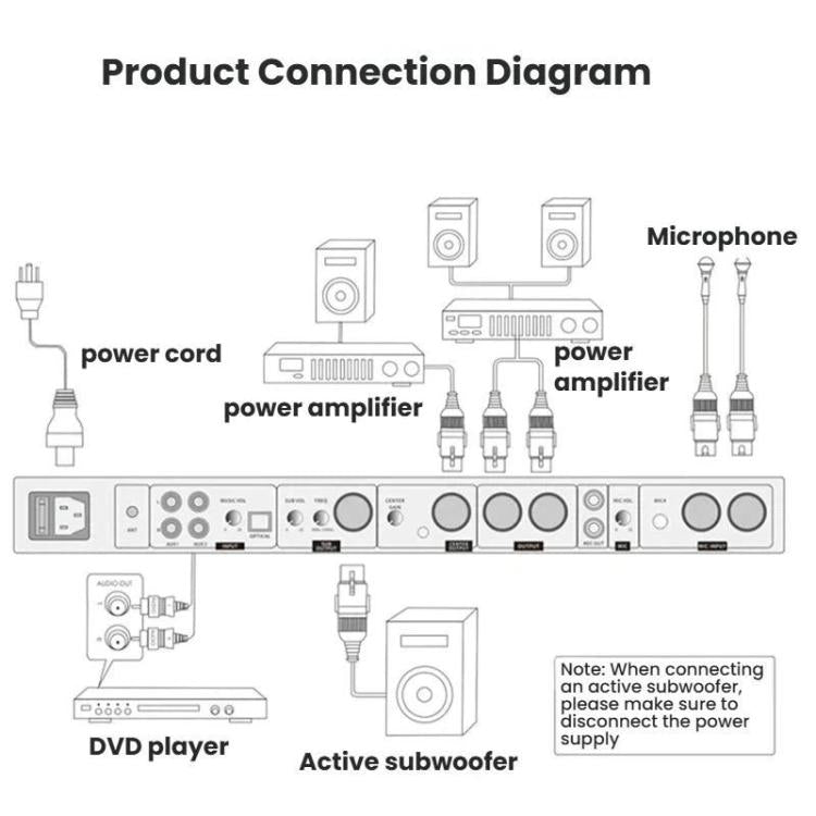 FX12L Preamp Effects Processor Bluetooth USB Home Stage Feedback Suppression Anti-Howling Processor UK Plug