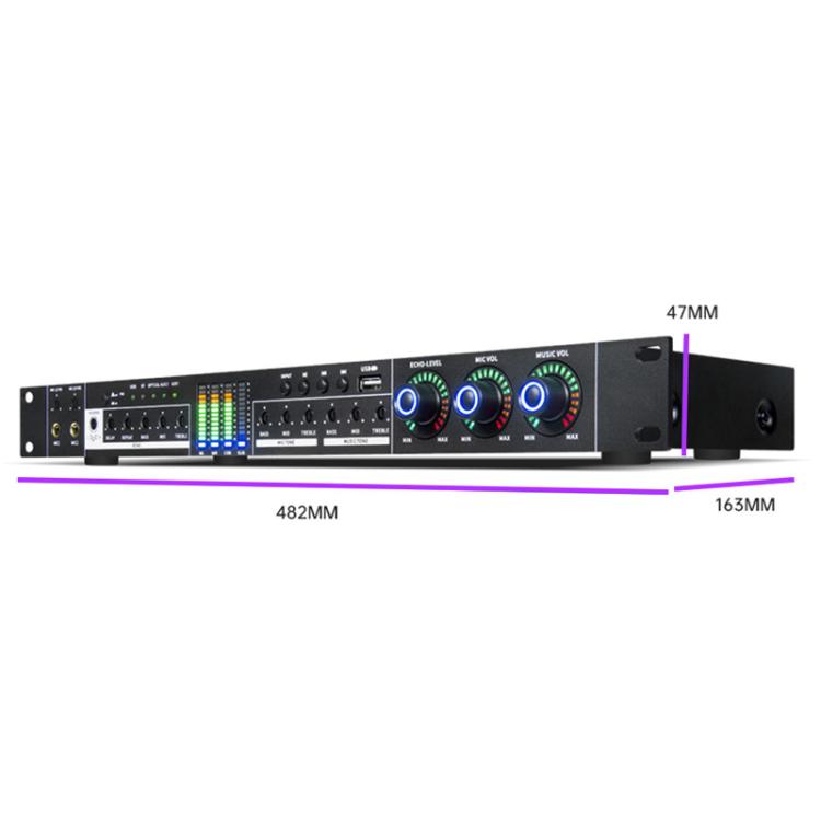 FX12L Preamp Effects Processor Bluetooth USB Home Stage Feedback Suppression Anti-Howling Processor US Plug