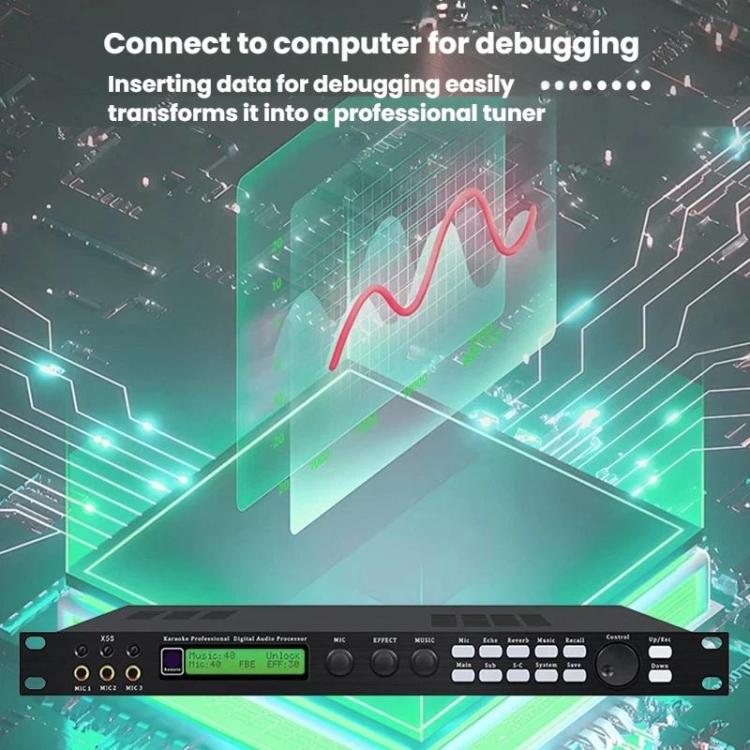 X5S Digital Effects Processor With Feedback Suppression Anti-Interference Treatment Reverb Equalization Adjustment US Plug