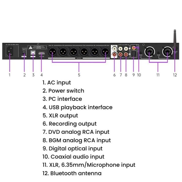 X5S Digital Effects Processor With Feedback Suppression Anti-Interference Treatment Reverb Equalization Adjustment AU Plug