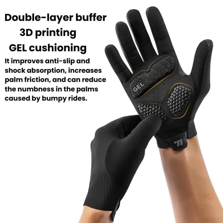 WEST BIKING YP0211278 3D Printed Cycling Anti-Slip Gloves Shock-Absorbing Full Finger Bike Gloves, Size: L