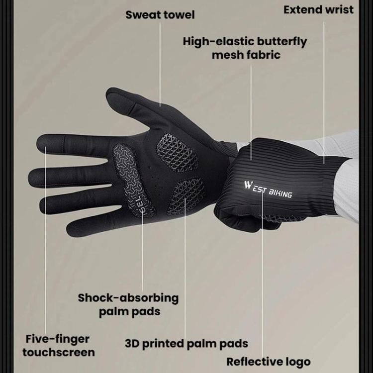 WEST BIKING YP0211278 3D Printed Cycling Anti-Slip Gloves Shock-Absorbing Full Finger Bike Gloves, Size: M