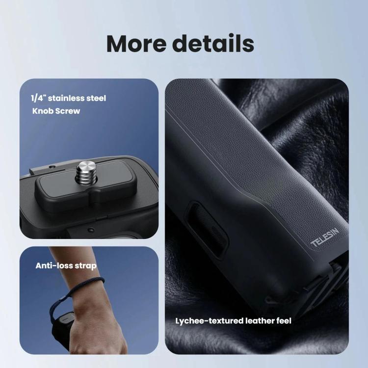 For Insta360 X5/X4 TELESIN Foldable Utility Grip Shooting Handle with Built-in Tripod - Black