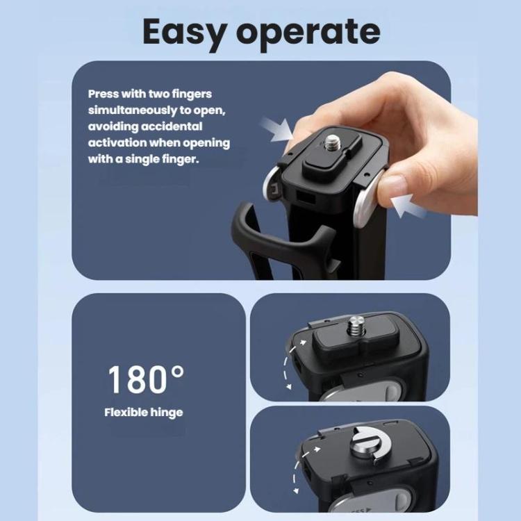 For Insta360 X5/X4 TELESIN Foldable Utility Grip Shooting Handle with Built-in Tripod - Black