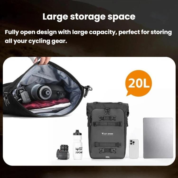 WEST BIKING Motorcycle Large-Capacity Rear Seat Bag Riding Modular Hanging Bag, Spec: 20L