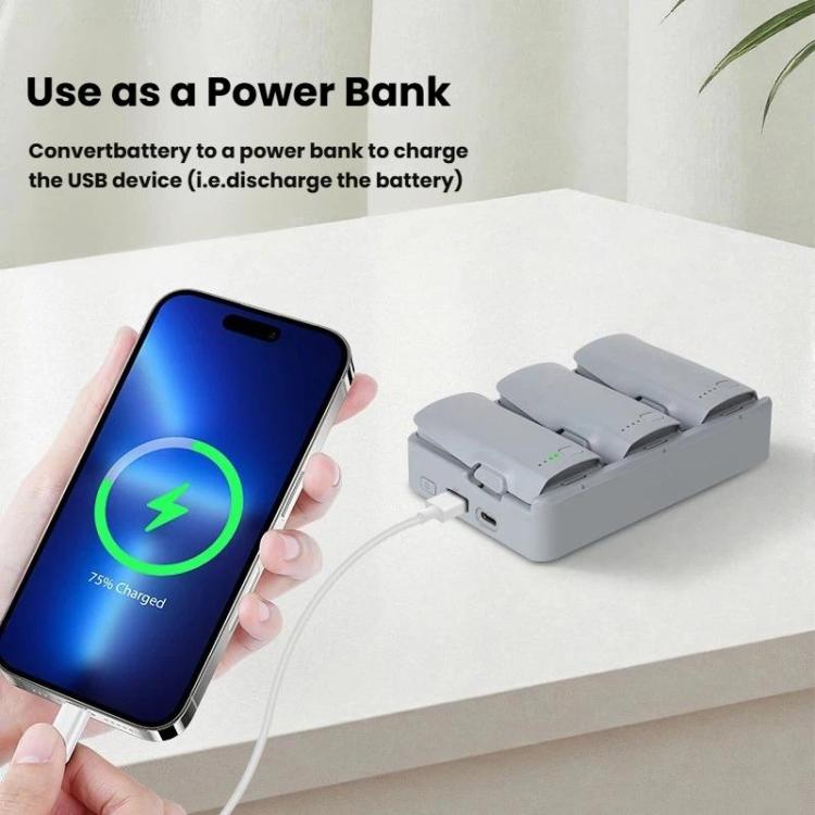 For DJI Neo 2 YX Triple Battery Charger Hub with PD 65W Fast Charging 3-Channel Power Management - Gray