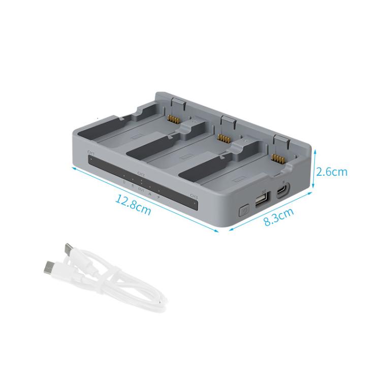 For DJI Neo 2 YX Triple Battery Charger Hub with PD 65W Fast Charging 3-Channel Power Management - Gray