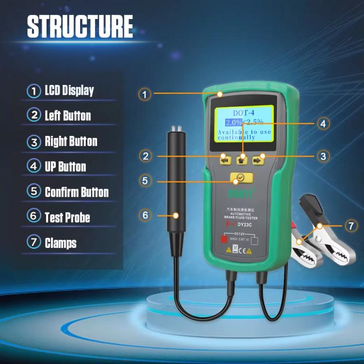 DUOYI Car Brake Fluid Water Content Digital Display Tester With Sound And Light Alarm