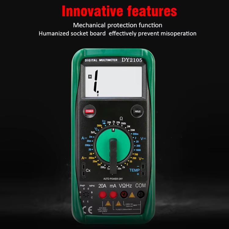 DUOYI AC/DC Voltage Resistance Testing Anti-Burn Digital Multimeter - DY2105