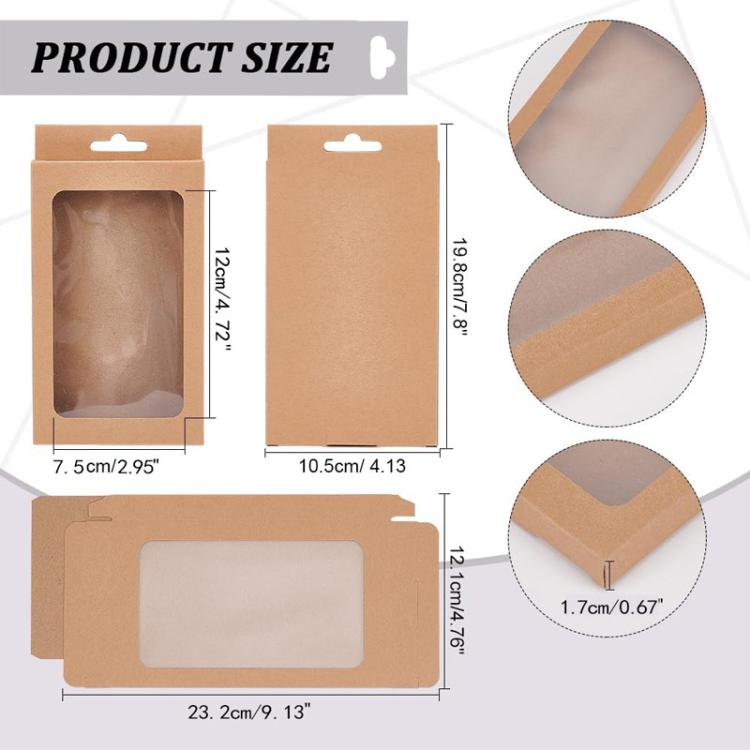 100pcs /Pack Window Packaging Box with Hook for Phone Case & Tempered Glass Film Black Card L Window