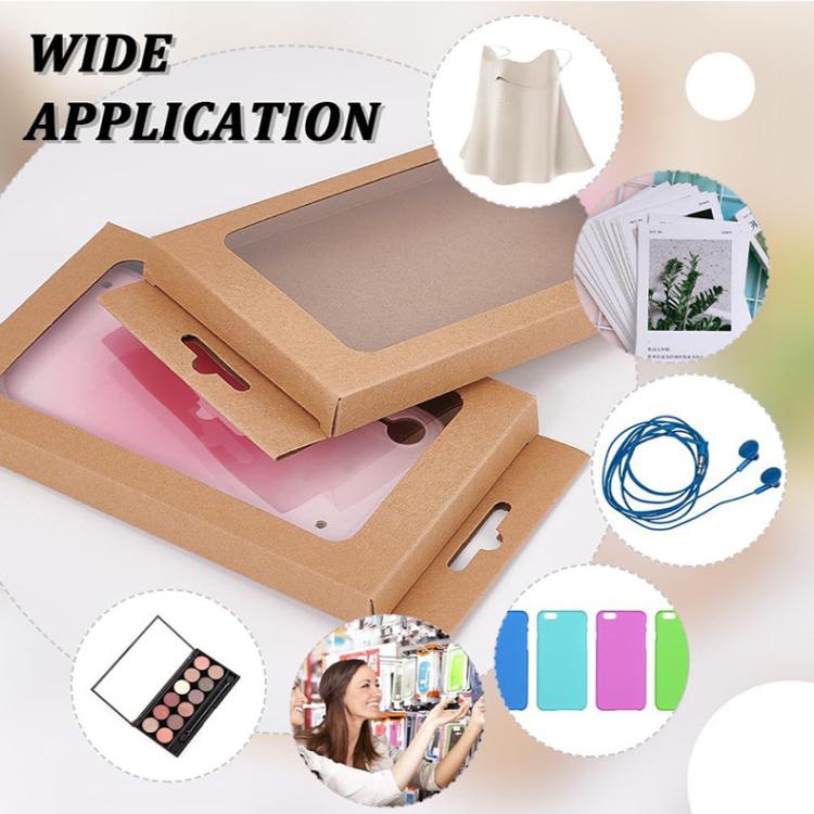 100pcs /Pack Window Packaging Box with Hook for Phone Case & Tempered Glass Film Kraft Paper S Window