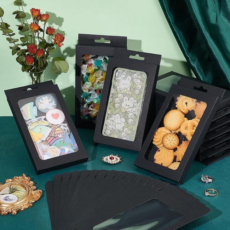 100pcs /Pack Window Packaging Box with Hook for Phone Case & Tempered Glass Film White Card L Window
