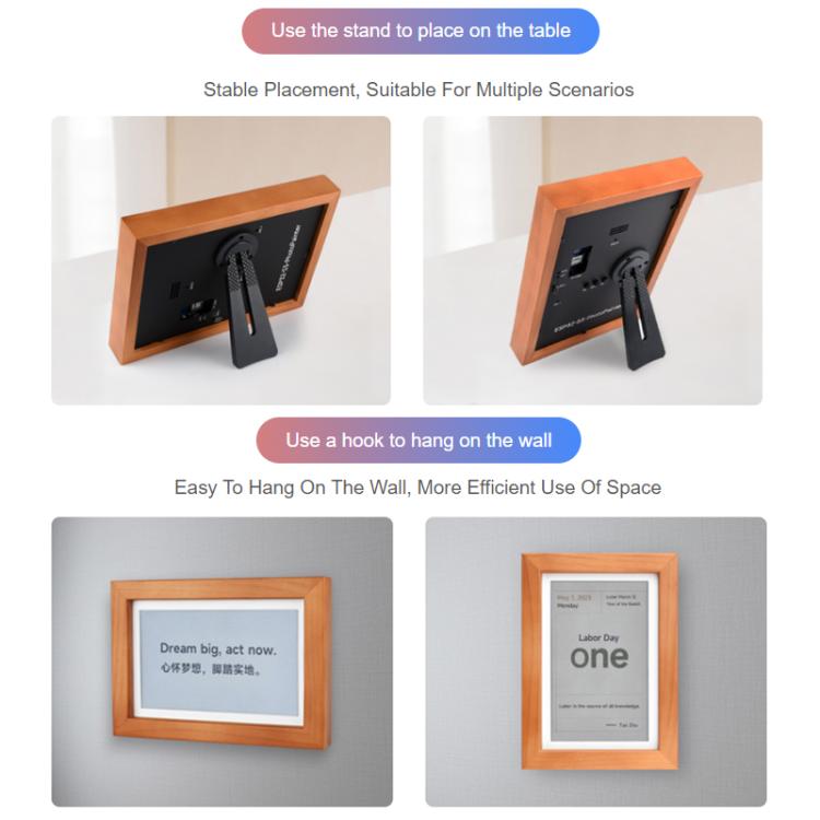 WAVESHARE ESP32-S3 7.3-Inch E6 Full-Color E-Paper Display With Solid Wood Frame 800 × 480 Resolution - 32408
