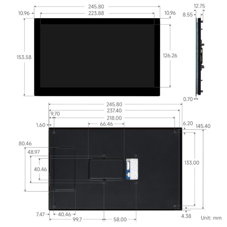 WAVESHARE 10.1-Inch DSI Tempered Glass Pane High Color Gamut Touchscreen 720 X 1280 Pixels - 32603