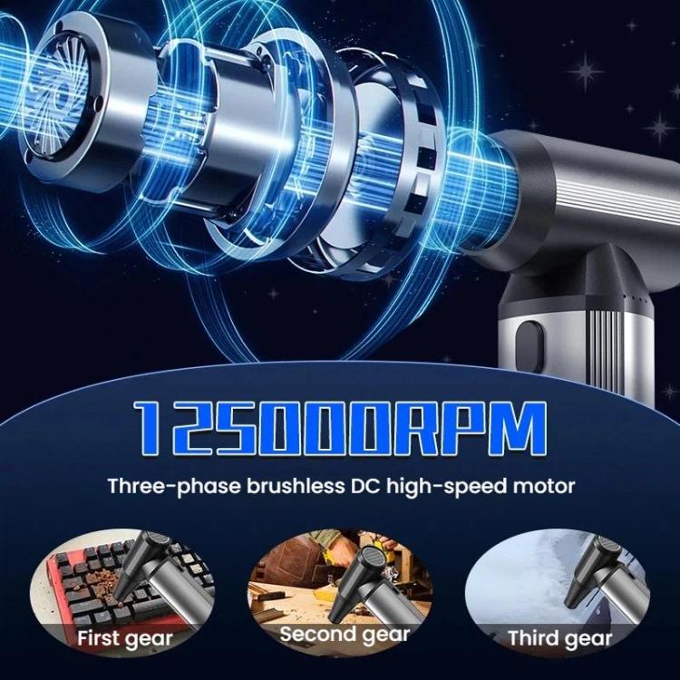 Car Vacuum Cleaner Brushless Wireless Blower Outdoor Mini High-Powered Powerhouse Fan - Gray Black