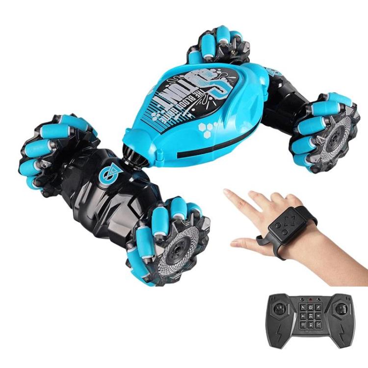 Shockproof Crash-Resistant Stunt Twist Car With Lights Rechargeable Remote Control Toy Car, Spec: Dual Remote Control Blue
