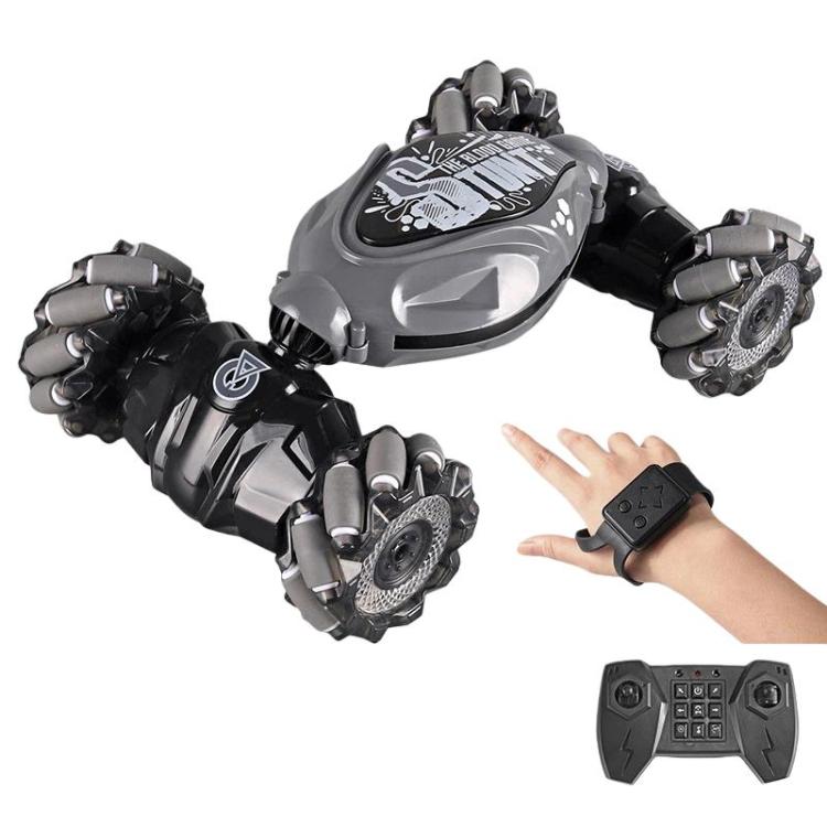 Shockproof Crash-Resistant Stunt Twist Car With Lights Rechargeable Remote Control Toy Car, Spec: Dual Remote Control Grey