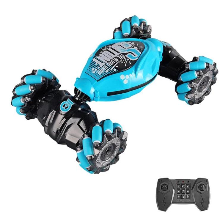 Shockproof Crash-Resistant Stunt Twist Car With Lights Rechargeable Remote Control Toy Car, Spec: Single Remote Control Blue
