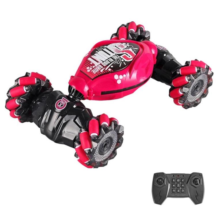 Shockproof Crash-Resistant Stunt Twist Car With Lights Rechargeable Remote Control Toy Car, Spec: Single Remote Control Pink