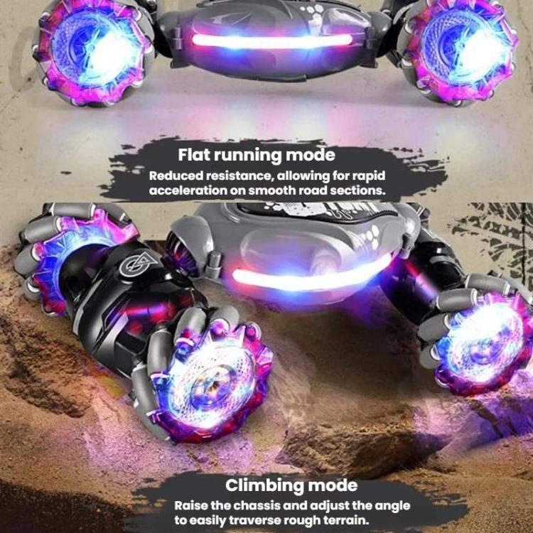 Shockproof Crash-Resistant Stunt Twist Car With Lights Rechargeable Remote Control Toy Car, Spec: Single Remote Control Blue