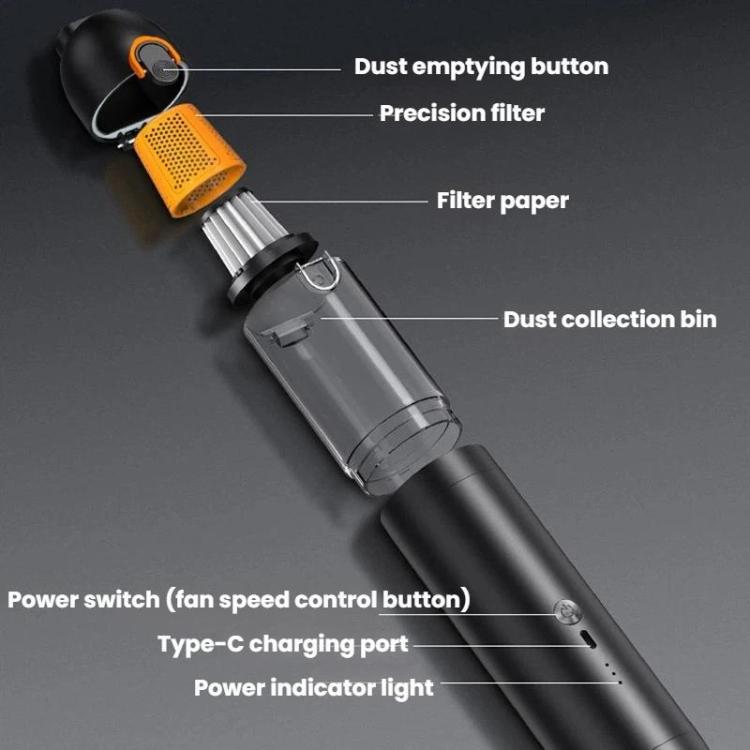 Outdoor Home Use Cordless Handheld Vacuum Cleaner Brushless Powerful Suction Car Vacuum - Black