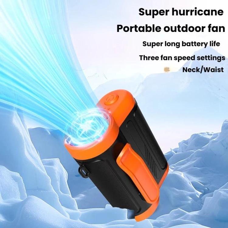 High-Speed Hanging Fan Portable Neck-Wear Handheld Outdoor Fan Mini USB Desktop Fan - Orange