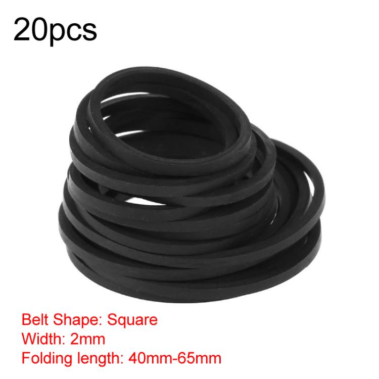 Mix Assorted Rubber Belts CD DVD Cassette Tape 20pcs 2mm Square Fold Length 40-65mm
