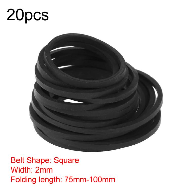Mix Assorted Rubber Belts CD DVD Cassette Tape 20pcs 2mm Square Fold Length 75-100mm