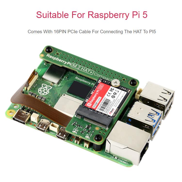WAVESHARE Raspberry Pi Original Pi5 PCIe to M.2 Interface Expansion Board Compact Version - 32665
