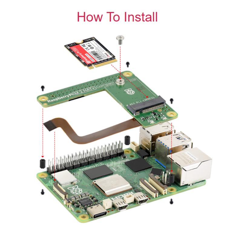 WAVESHARE Raspberry Pi Original Pi5 PCIe to M.2 Interface Expansion Board Compact Version - 32665